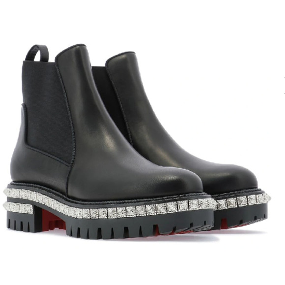 Christian Louboutin Shoes - CHRISTIAN LOUBOUTIN BY THE RIVER 50MM STUDDED LEATHER CHELSEA BOOTS BLACK 42